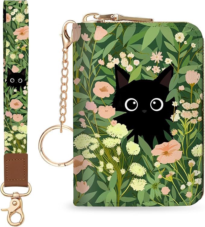 Blusabaca Women Credit Card Holder, Small RFID Wallet with Wristlet Strap | Removable Keychain, Case with Zipper, Vegan PU Leather, Cash Coin Pocket, Business Accordion Purse, Ladies Female Gift by Blusabaca