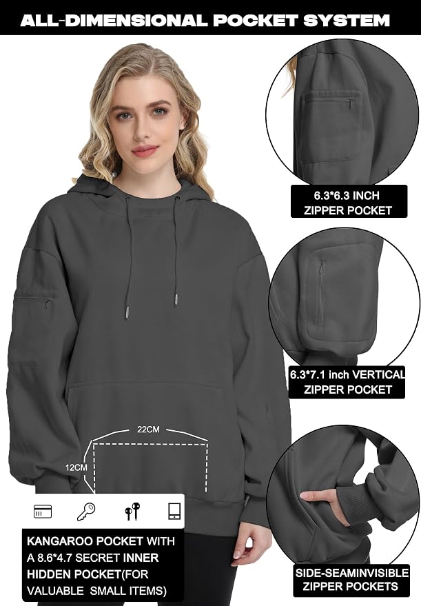 Unisex Travel Hoodie with Eyemask Fleece Sweatshirt Fall Winter | Airplane Hoodie with Multi Pockets & Eye mask Womens Sweatshirts Comfort Pullover Fleece Sweaters Fashion Tops for Couples - Image 3