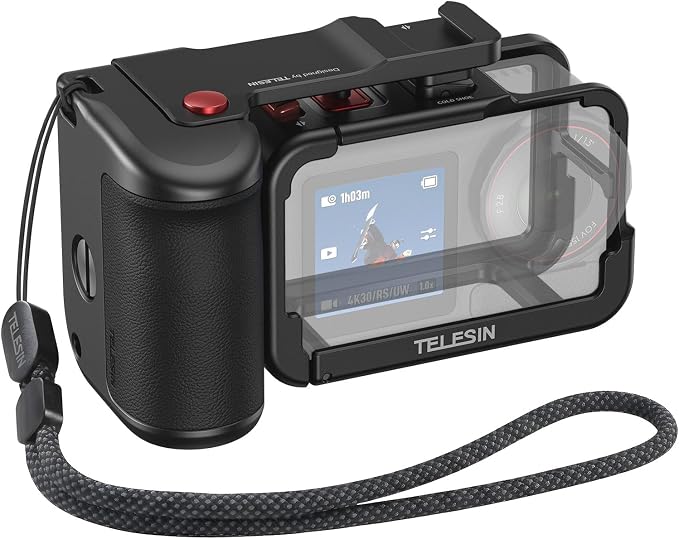 TELESIN Metal Street Grip Kit for DJI OSMO Action 5 Pro/4/3 with Cage | Camera Photography Handle Grip Kit For DJI, Quick Release, Seesaw Shutter Button, Cold Shoe, Wrist Strap, 1/4 Threaded by telesin