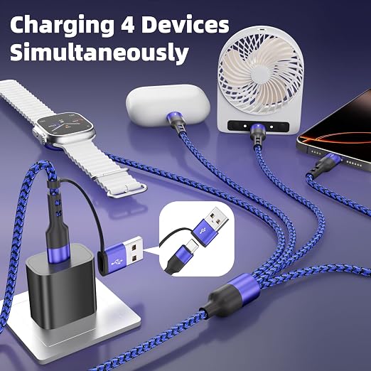 Travel Essentials Multi Charging Cable with 3 Type-C Ports/ iWatch Charger | Chargers for Multiple Devices, USB C Splitter for iWatch Ultra/11-2, iPhone 17-15/Android, Car Accessories&Cruise Essentials - Image 2