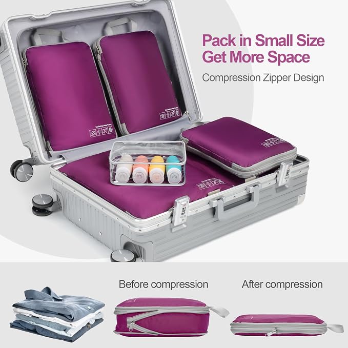 Cambond Compression Packing Cubes for Travel Women - Lightweight Luggage Organizers Bag Packing Cubes for Carry on Suitcases - Image 4