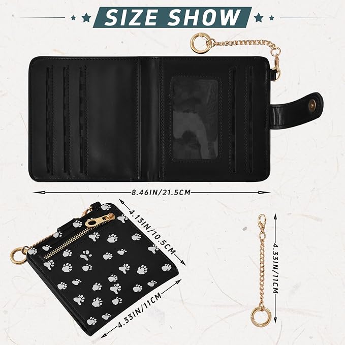 White Paw Print Women's Wallets RFID Blocking,Credit Card Holder Bifold Wallet,Slim Card Cases,PU Leather Travel Wallet for men Girls - Image 3