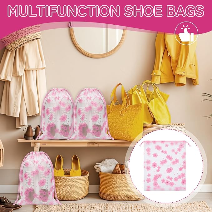Shoe Bags for Travel, 20PCS Waterproof Drawstring Shoe Bags for Packing | 13.8" x 11.8" Large Dustproof Portable Travel Shoe Storage Bags Travel Essentials Women - Image 7