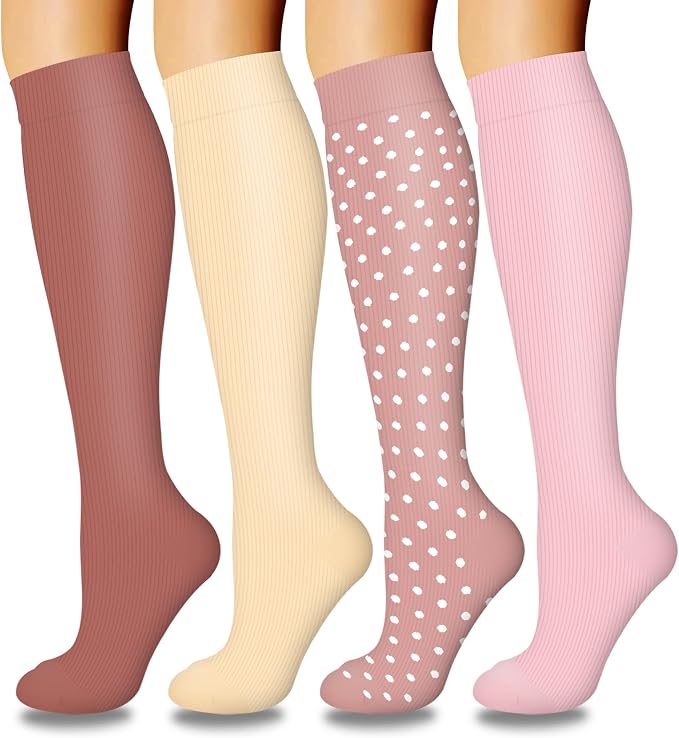 4 Pairs-Compression Socks for Women&Men Circulation-Best Support for Nurses,Running,Athletic by LaiteHebe