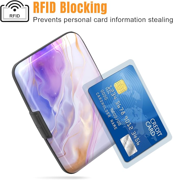 Rimilak Aluminuml Credit Card Holder,Flow Mable | Mini Credit Card Wallet RFID Blocking Slim Metal Hard Case for Women Men - Image 2