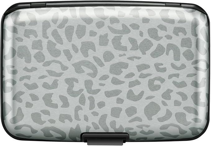 RFID Aluminum Wallet Credit Card Protector Case Holder for Men Women | Mini RFID Aluminum Wallet Credit Cards Holder Business Card Case Metal ID Case for Men Women(Grey Leopard Print) - Image 4