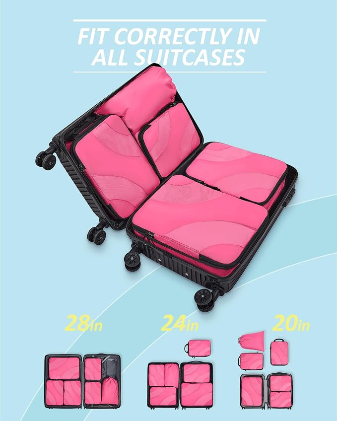 BAGSMART Compression Packing Cubes for Travel | Lightweight suitcase organizers bag set, space-saving double zipper expansion for carry-on luggage & travel organization - Image 3
