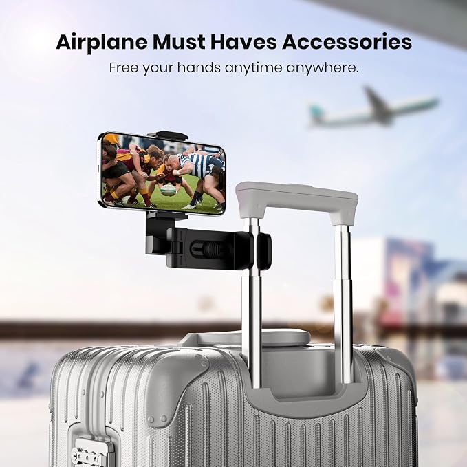 Klearlook Airplane Phone Holder, Universal Travel Essentials Phone Mount for Flight with 360° Rotation, Handsfree Pocket Size Phone Stand, Travel Must Haves for Flying, Tray Table, Desk - Image 2