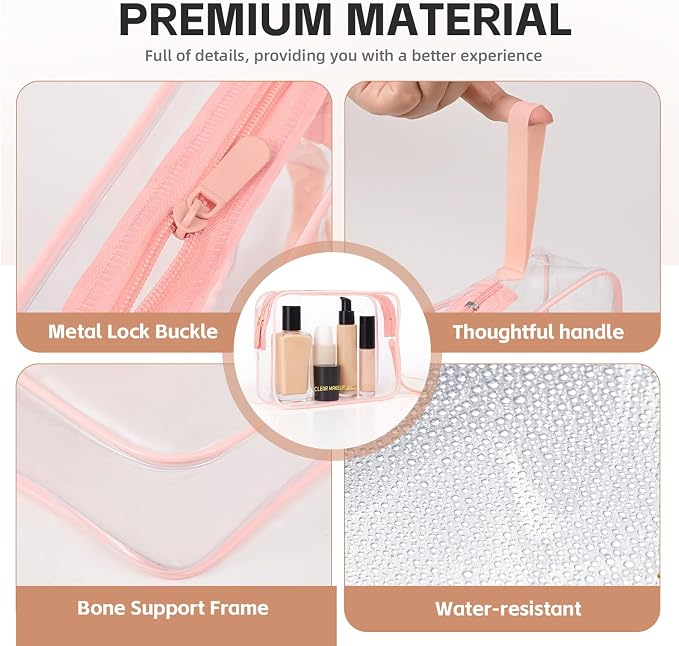Icramsy Clear Makeup Bag,2 Pack TSA Approved Toiletry Bag for Women & Men | Portable Handheld Design, Waterproof, Airport Airline Compliant, Clear Toiletry Cosmetic Bag - Image 3