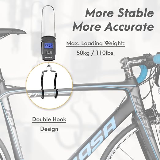 CyclingDeal Backlit LCD Display Digital Bike Scale - Electronic Balance with Double Hanging Hook Measures in kg, lbs, jin, oz - More Stable & Accurate - Max. Load Capacity 110 lbs - Image 2