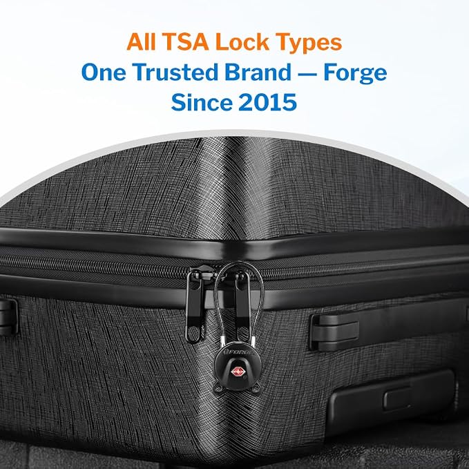 FORGE TSA Approved Luggage Locks Keyed Alike, TSA006 Dimple Key Cable Locks for Luggage, All Metal Zinc Alloy Travel Padlock for Luggage, Suitcase, Backpack, Gym Bags & Toolbox, Black 4 Cable Locks - Image 7