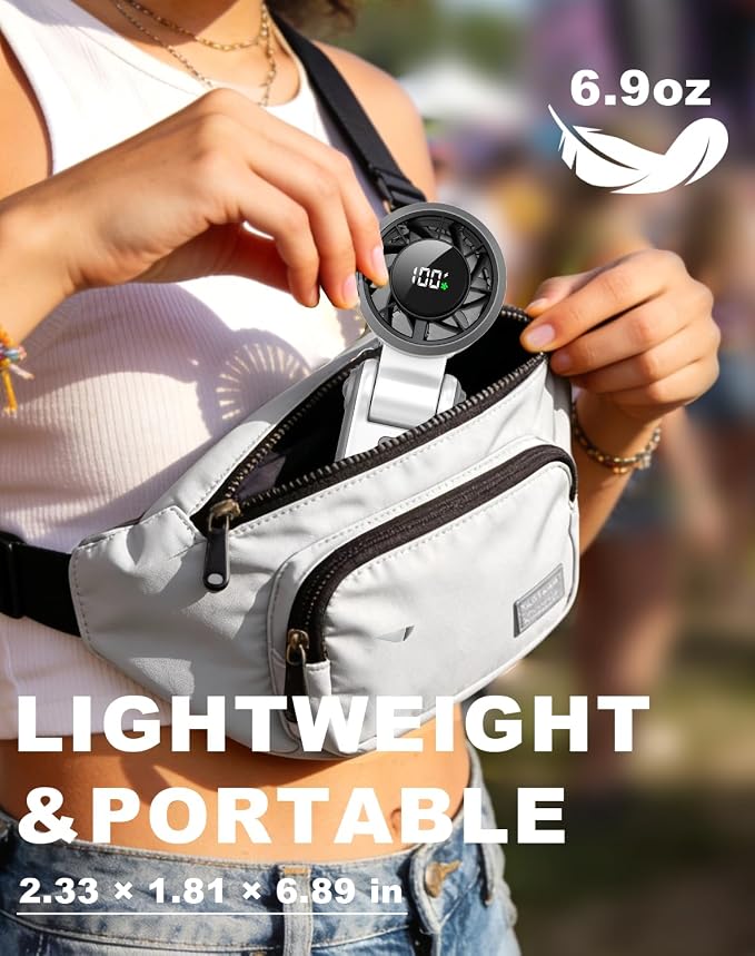 Portable Handheld Turbo Fan - 5 Speed Mini Personal Fan with Strong Airflow, Foldable 3 in 1 Rechargeable Battery Operated Trave Essentials Hand Fans for Indoor/Outdoor Use, White - Image 5