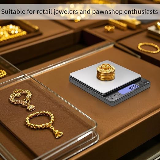 SKEAP Digital Jewelry Scale – 500g x 0.01g Precision Gold Scale for Jewelers & Collectors, Digital Coin Scale with Backlit LCD, Tare Function– Ideal for Gemstones, Bullion & Coins. - Image 7