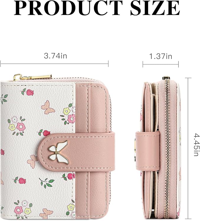 Small Wallet for Women Rfid Bifold Leather Card Holder Wallet With Zipper Pocket - Image 2
