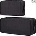dealcase Canvas Waterproof Universal Electronic Accessories Organizer for Power Bank,Charging Cords,Chargers,Mouse,USB Cable,Earphones and More Out-going, Business Travel Gadget Bag,Black(Small+Big) by Unknown