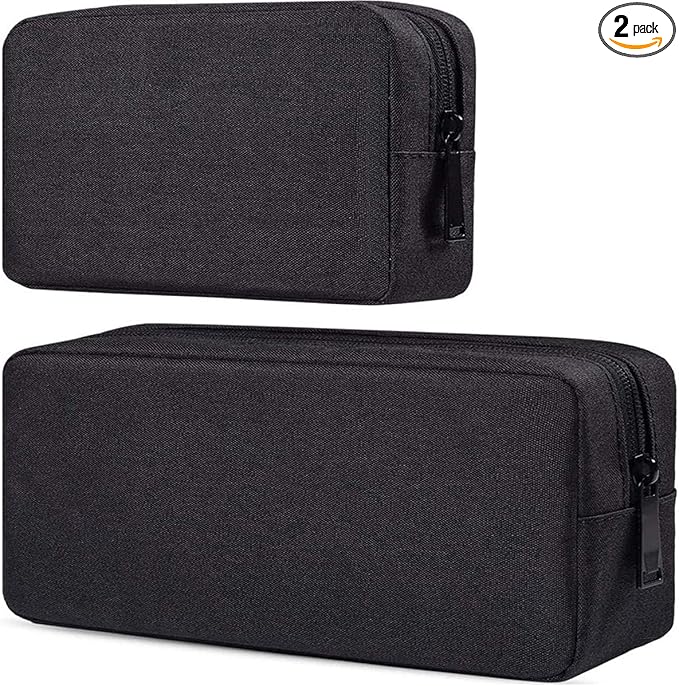 dealcase Canvas Waterproof Universal Electronic Accessories Organizer for Power Bank,Charging Cords,Chargers,Mouse,USB Cable,Earphones and More Out-going, Business Travel Gadget Bag,Black(Small+Big) by Unknown