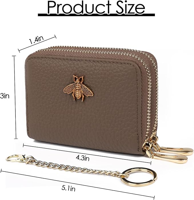 imeetu RFID Credit Card Holder, Small Card Wallet Women, Leather Card Case | Genuine Leather Women's Card & id Cases, Change Coin Purse with Zipper Keychain id Window, 20 Colors & 3 Styles, Daily, Gifts - Image 5