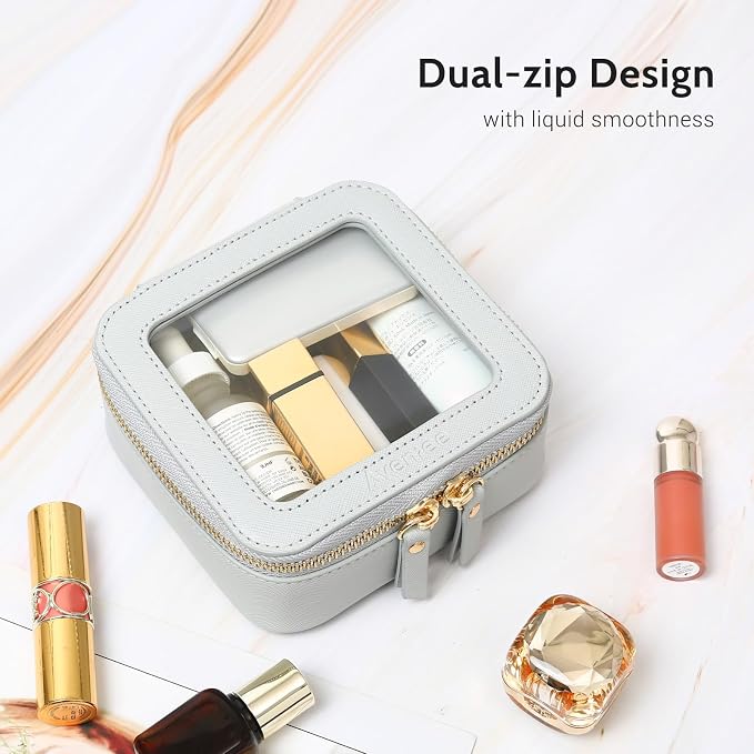 Aveniee Mini Clear Makeup Bag, Small Cosmetic Bags Travel Toiletry Pouch Organizer, TSA Approved Make up Case with Zipper, Car Bag for Essentials,Blue - Image 3