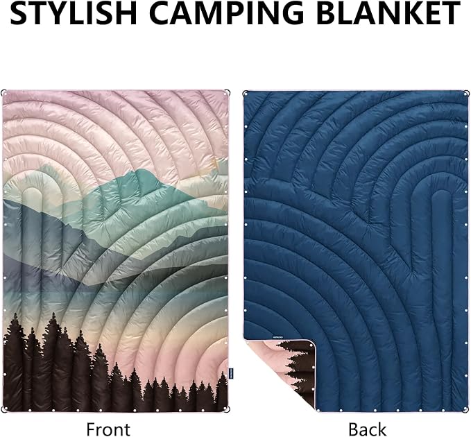 Camping Blanket,Puffy Printed Camping Blanket Lightweight Packable Outdoor Blanket for Camping,Traveling, Stadium, Hiking, Picnics - Image 2