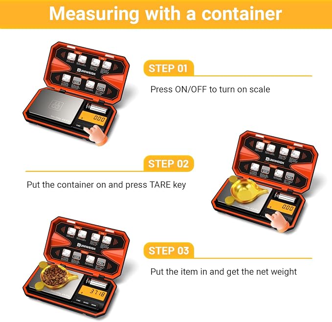 Digital Pocket Scale 200g/0.01g Precision Digital Scale Grams | 6 Units Jewelry Scales,Coins Scale with LCD Display,Tare Function for Food,Powder,small items(Battery Included)-Orange - Image 4