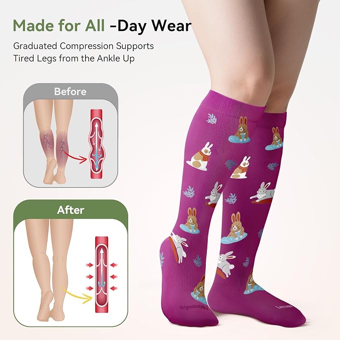 Plus Size Compression Socks for Women Men Wide Calf 15-20 mmHg Knee High Extra Large for Nurses Pregnant Travel - Image 4