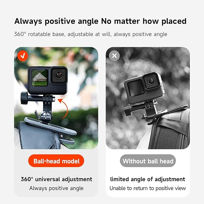 TELESIN 360° Magnetic Backpack Clip Mount for Action Cameras and Phones | Dual-use magnetic and backpack clip with 360° ball head; fits GoPro, DJI Osmo, Insta360, AKASO cameras and smartphones. - Image 4