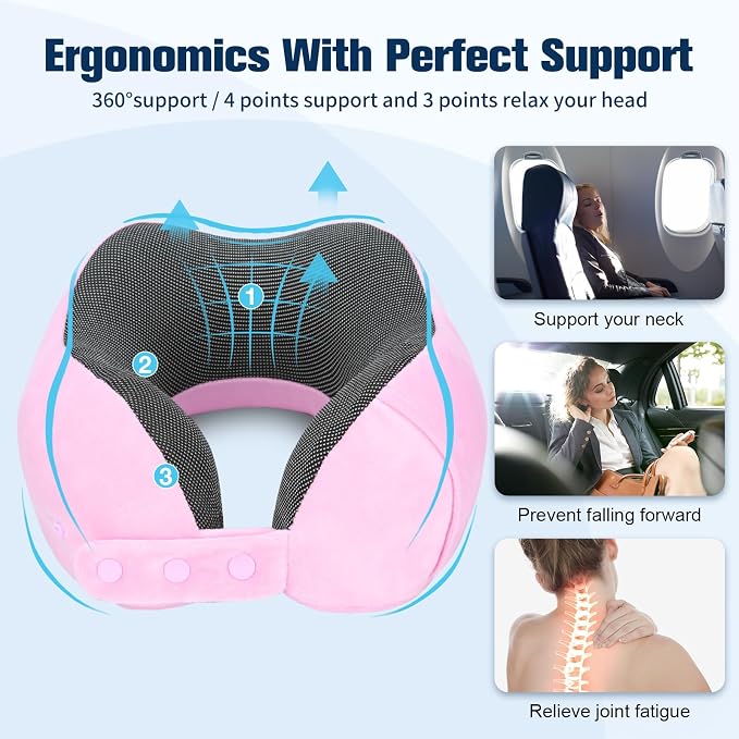 Cirorld Neck Pillow for Traveling, Travel Pillows for Airplanes,100% Pure Memory Foam Travel Neck Pillow, Adjustable Flight Pillow, Portable Plane Accessories with Eye Mask, Earplugs, Carry Bag - Image 9