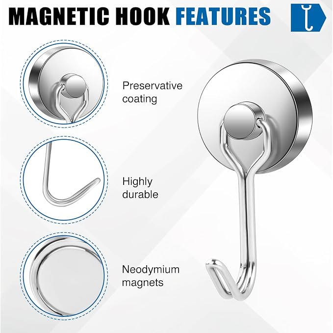 LOVIMAG Swivel Magnetic Hooks, 80LBS, Pack of 6 | Cruise Cabin Ship Essentials 2026, Heavy Duty Magnets for Refrigerator, Classroom, Kitchen, Hanging Mug - Image 4
