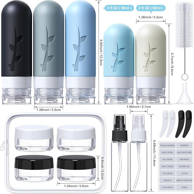 Aeomni 19 pack Travel Bottles for Toiletries, TSA Approved Silicone travel Size Containers for toiletries Set, Refillable & Leakproof Travel Bottles - Image 4