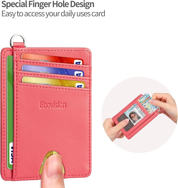 Slim Minimalist Front Pocket Wallet, RFID Blocking Credit Card Holder Wallet with Detachable D-Shackle for Men Women - Image 6