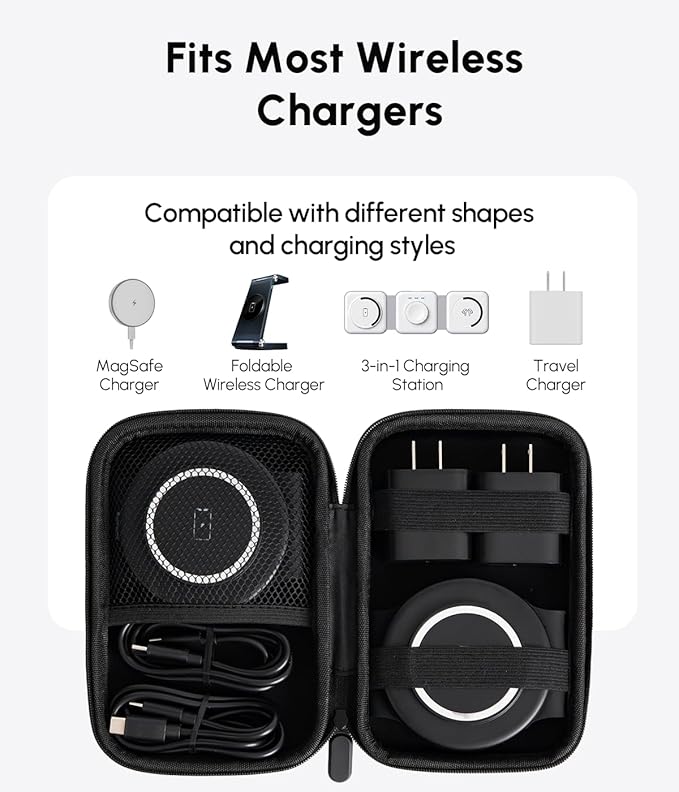 HICOBER Travel Case for 3-in-1 Charging Station, Case Only, Black | Multi-use 1680D Oxford organizer for charger, adapter and cables, case only - Image 3