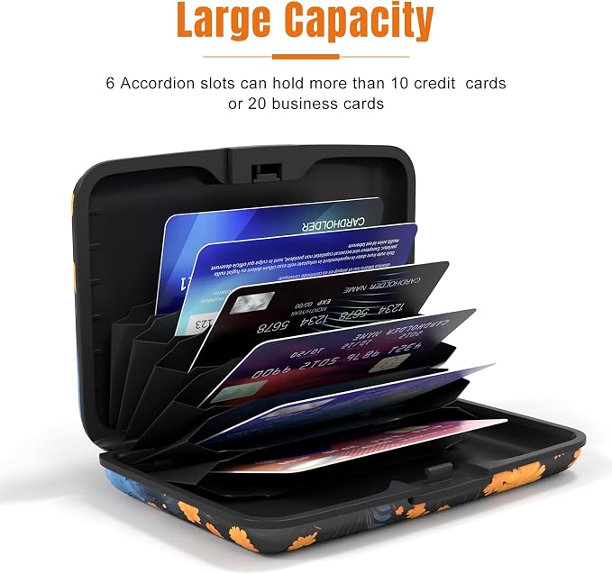 Rimilak Aluminuml Credit Card Holder,Starry Sky Cat | Mini Credit Card Wallet RFID Blocking Slim Metal Hard Case for Women Men - Image 4