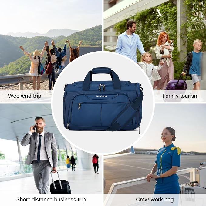 Hanke Small Underseat Carry On Luggage Bags for Travel with 10 Pockets. | Airline Approved Foldable Personal Bag w/ Luggage Sleeve; Tote Duffle & Bento Bag, Flight Attendant Weekender for Men & Women - Image 9