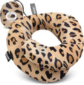 BCOZZY Travel Neck Pillow for Airplane – Patented Double Support for Head, Neck, and Chin. Best for Long Flights, Plane Sleeping, and Car Rides. Adjustable Size. Washable. Carry Bag. Large, Leopard by BCOZZY