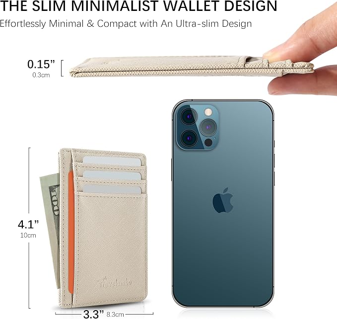 Travelambo Front Pocket Minimalist Leather Slim Wallet RFID Blocking Medium Size - Image 6