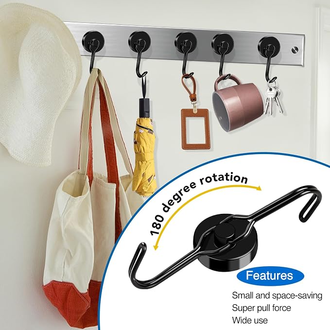 LOVIMAG Swivel Magnetic Hooks, 80LBS, Pack of 6 | Cruise Cabin Ship Essentials 2026, Heavy Duty Magnets for Refrigerator, Classroom, Kitchen, Hanging Mug, Black - Image 5