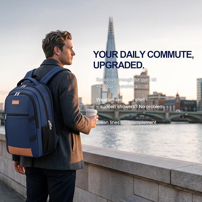 Amovee Travel Laptop Backpack 17.3 Inch, Water Resistant Anti-Theft Computer Bag with Hidden Pocket & Luggage Strap, Airline Approved Carry-On Bookbag for Men Women, Perfect for Flying & Vacation - Image 8