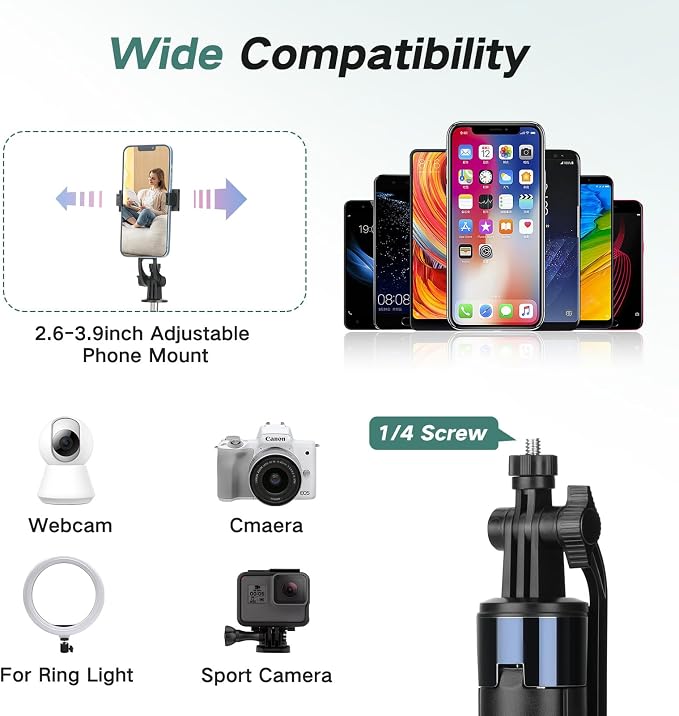 70 Inch Selfie Stick Tripod for iPhone with Remote,Extendable Selfie Stick for iPhone,Portable Travel Phone Tripod for Video Recording Live Streaming - Image 6