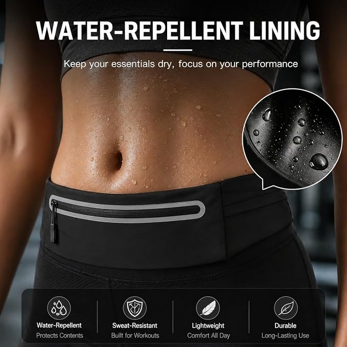 Slim No-Bounce Running Belt - Waterproof Exercise Waist Pack for Marathons, Hiking & Dog Walking - Hidden Travel Money Belt for Phones - Image 4