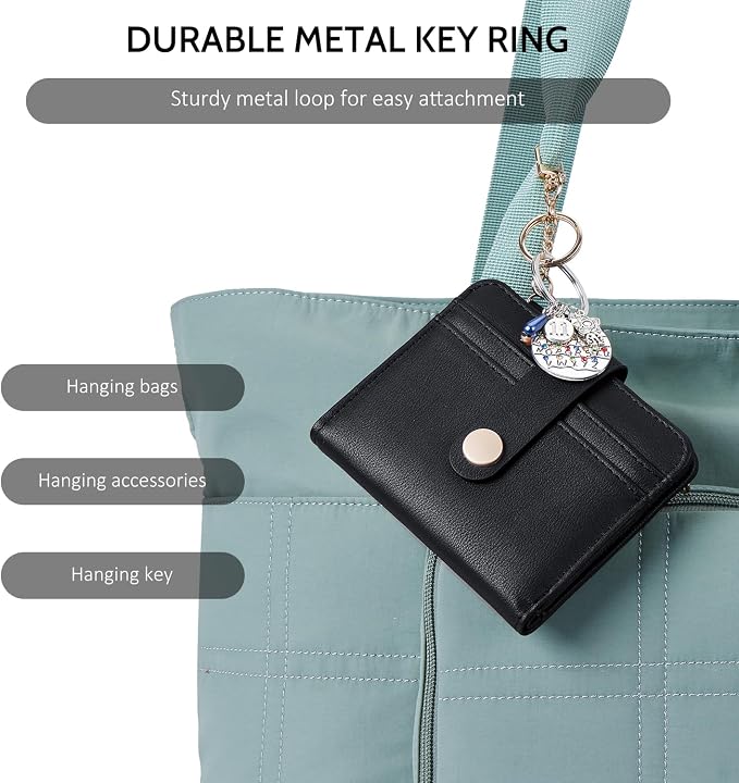 POIUGOYA Slim Wallet for Women,RFID Blocking Bifold Credit Card Holder with Zipper Coin Pocket,ID Window,Keychain - Image 6