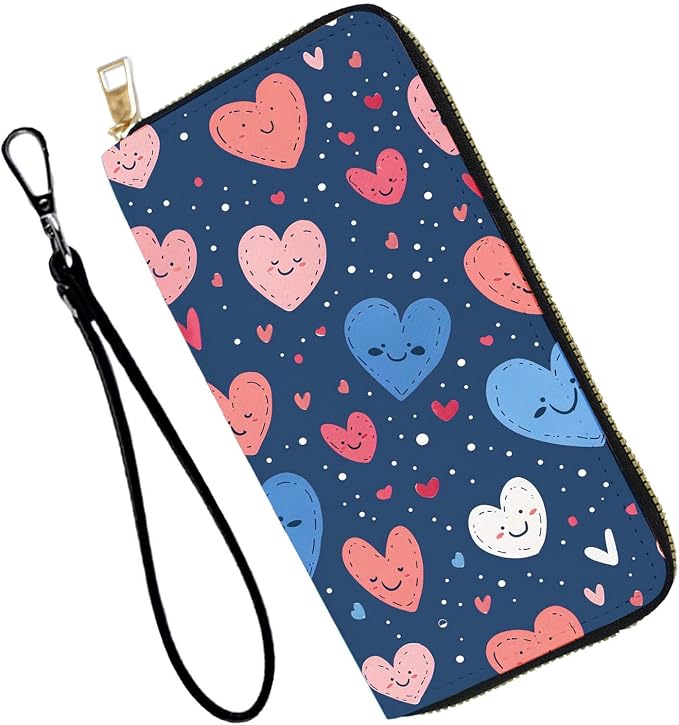 Women's RFID Blocking PU Leather Zip-Around Wallet, Large Capacity Clutch with Phone Holder, Travel Purse & Card Organizer with Removable Wristlet,Love Heart by Unknown