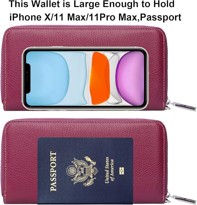 Small Compact Women Wallet RFID Blocking Genuine Leather Bifold Purse with ID Windows - Image 5