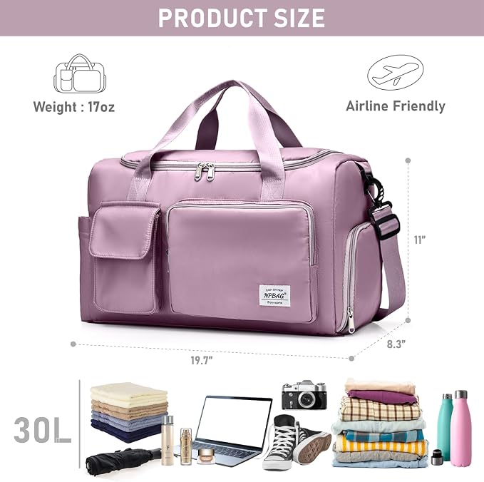 NPBAG Women Travel Duffel, Multi Functional Large Expandable Weekender Carry-on Tote, Gym Workout Overnight Bag, Mommy Hospital Bag for Labor and Delivery - Image 3