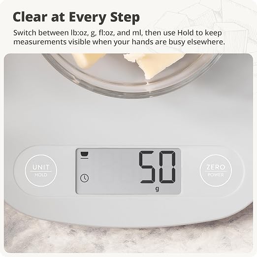 Greater Goods Food Scale, Slim & Compact Build, 1g Precision (Ash Gray) | Digital Kitchen Scale for Cooking, Meal Prep & Portion Control, Tare, Auto Shut-Off, g/oz/lb/ml Conversion & Calorie Tracking - Image 7