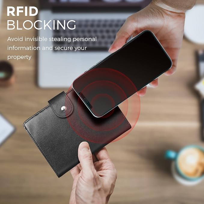 Polare Luxury RFID Blocking Leather Passport Holder Travel Wallet For Men and Women (Black(Snap Version)) - Image 3