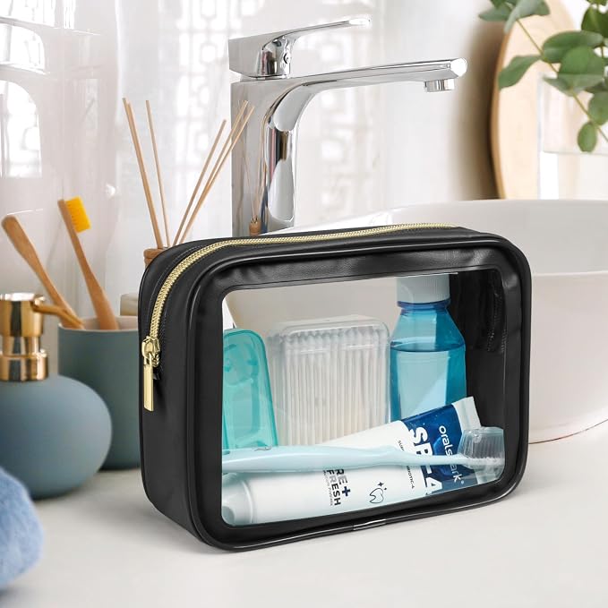 Clear Makeup Bag Foldable - TSA Approved Toiletry Bag for Travel | Metal Zipper, Reinforced Seam, Water Resistant, Medium for Carry-on, Large for Checked Luggage, for Car Storage Organizer - Image 8