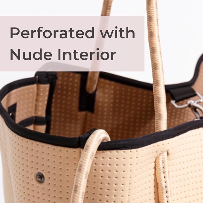 POPUPS Large Neoprene Tote Bag for Women - Everyday Designer Handbag for Travel Work and Beach with Pockets and Zipper Pouch - Image 5