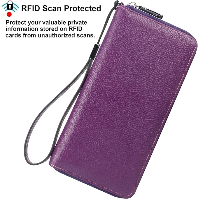 Small Compact Women Wallet RFID Blocking Genuine Leather Bifold Purse with ID Windows - Image 2