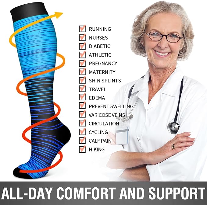 6 Pack Copper Compression Socks for Women and Men Circulation-Best Support for Medical,Running,Nursing,Athletic - Image 6