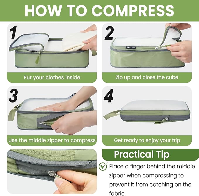 BAGAIL 6 Set Ultralight Compression Packing Cubes Packing Organizer for Travel Accessories Luggage Suitcase Backpack - Image 4